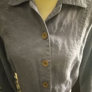 Not new,never worn vintage button front cropped linen dusty blue blazer size m.